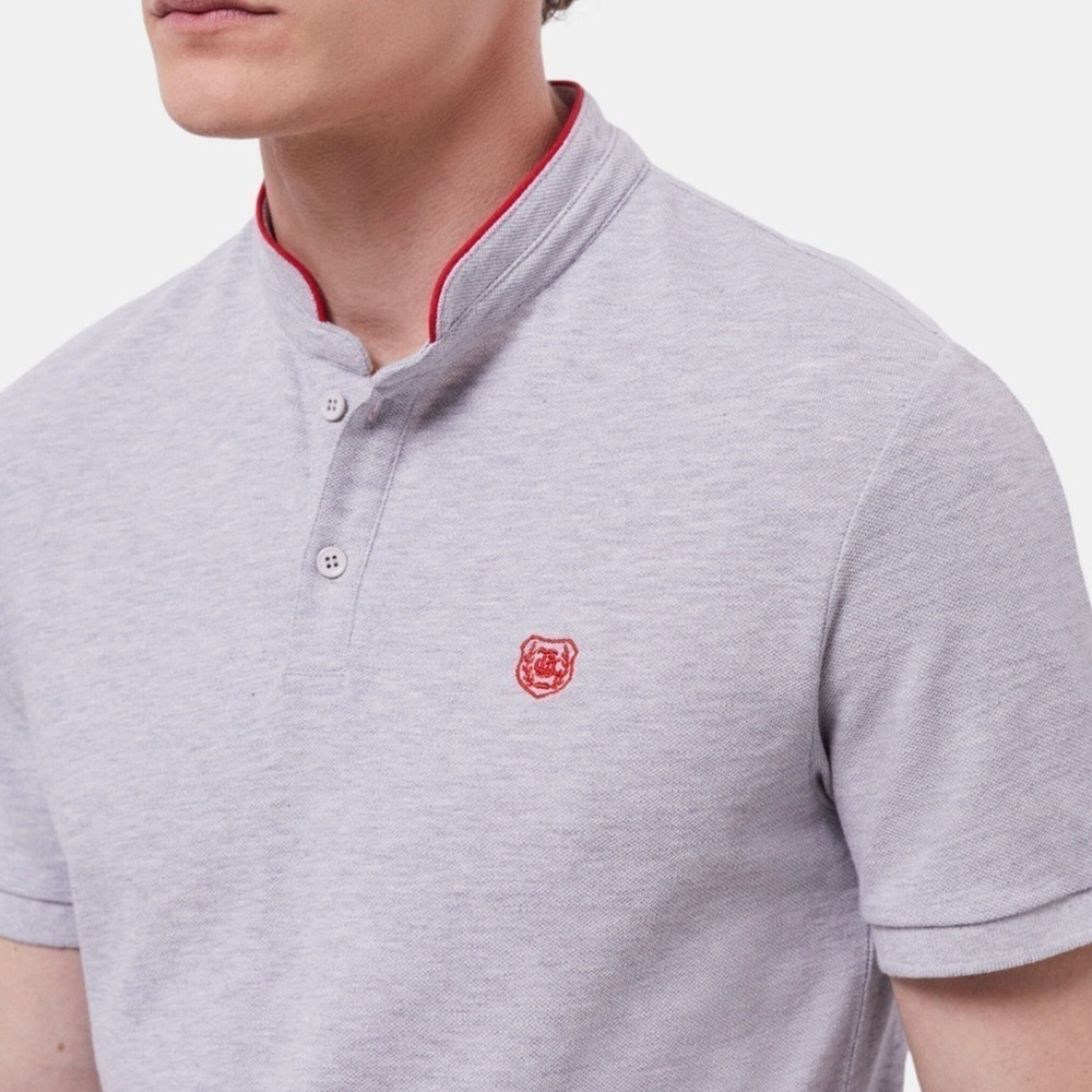 The Kooples X Sport Gray Office Collar Polo T Shirt Small